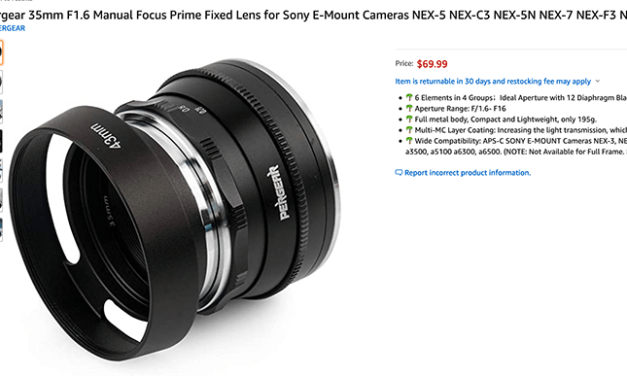 Sortie des objectifs Peargear 35 mm f/1.6 et 50 mm f/1.8 E