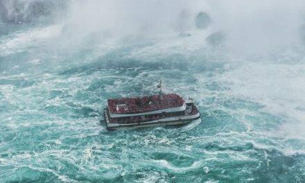 Bateau flottant dans les eaux des chutes du Niagara